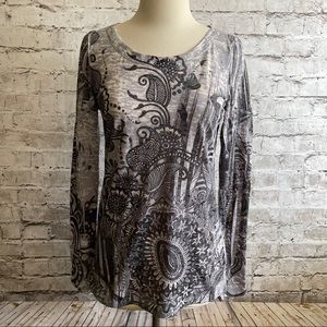 Culture Plug Gray Print Slub Top